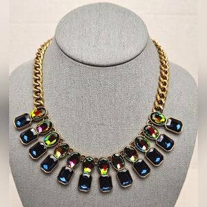 [J. CREW] Classic Watermelon Brûlée Statement Collar Necklace Rainbow Iridescent